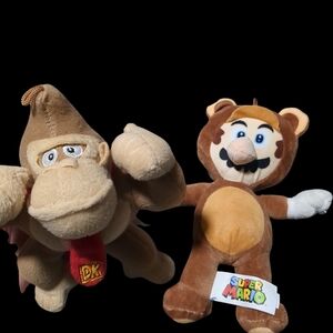 Nintendo Donkey Kong and Mario Plush Set - Brown and Tan